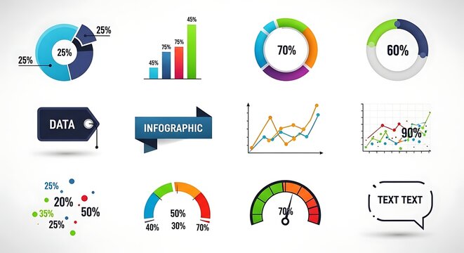 Modern data visualization infographic elements collection with charts graphs and diagrams. - Powered by Adobe