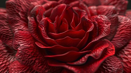Crimson Rose Close-Up Exquisite Petal Detail