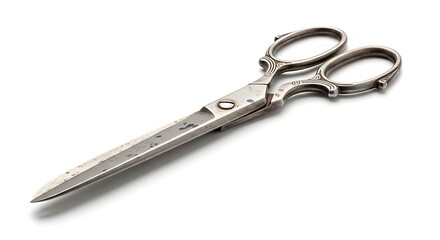 Obraz premium Vintage Metal Scissors on White Background.