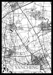 Naklejka premium Yancheng China City Street Map. colorful city paint, watercolor paint background, business urban abstract modern hand paint, abstract city banner