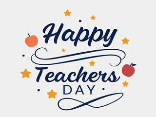 Happy Teachers Day greeting with apples and stars celebration