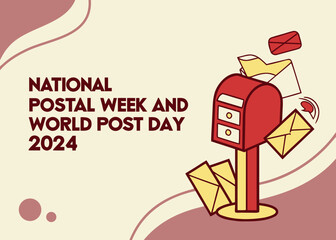 World Post Day celebration with overflowing mailbox and flying envelopes postal letter