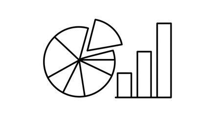 Icon of pie chart and bar graph, representing data analysis and statistics.