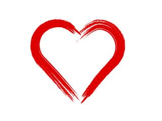 Abstract Red Heart Shape Brush Stroke Art Drawing.