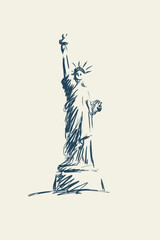 scribble drawing of Statue of liberty as iconic symbol of USA