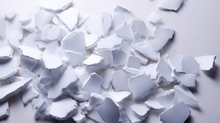 White Broken Plastic Pieces on Soft White Background