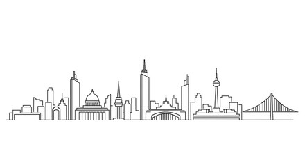 Obraz premium Line art illustration of Kuala Lumpur skyline.
