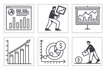Business and financial data analysis icons