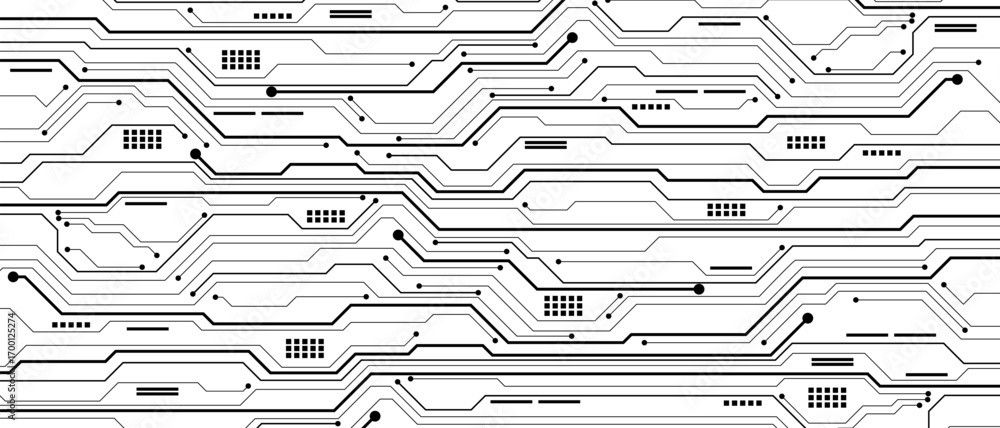 Poster abstract black circuit board technology connected lines electronics elements computer motherboard ch
