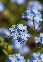 Fototapeta premium Close-Up Capture of Delicate Forget-Me-Not Flowers in a Gentle Breeze
