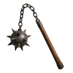 Medieval Morning Star Flail Isolated on White