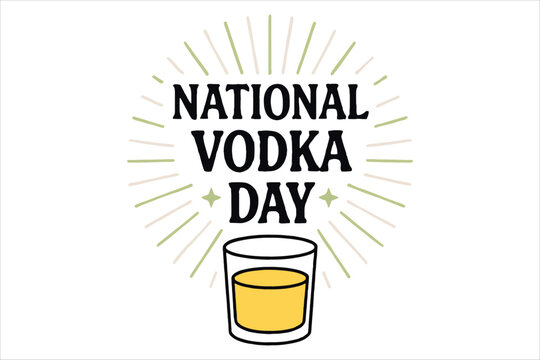 glass of beer,
National Vodka Day Vector  Cheery Yellow Drink & Green Starburst Design