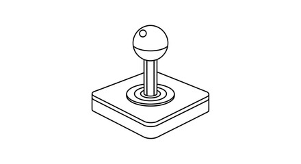 Isometric line art illustration of a joystick on a white background.