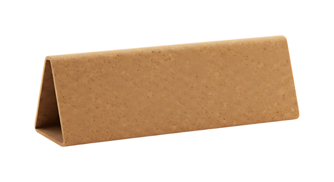 Eco corkboard textured nameplate isolated on transparent background