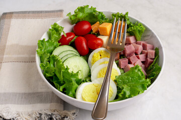 fresh chef salad  with diced  cheese