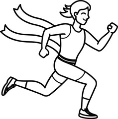 clean outline of a runner crossing finish line.