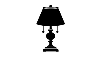 Simple, elegant table lamp silhouette presented in solid black on a white background.