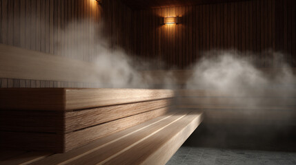 Traditional sauna interior.