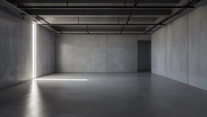 Modern concrete gallery interior
