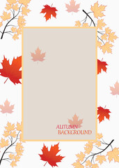 Print  Autumn mobile  wallpaper  background bright vibrant social media poster, banner, cover, card, story , with yellow and orange leaves. modern autumn greeting card template.