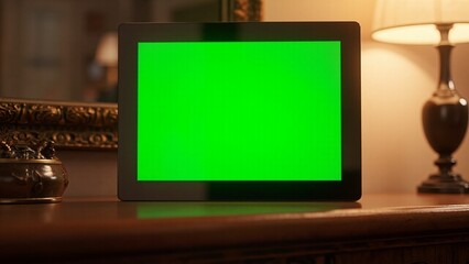 A green screen on table background depth figure frame layers cartoonish elements motion colorful illustration gesture movement expression backgrounds emotion composition design scene