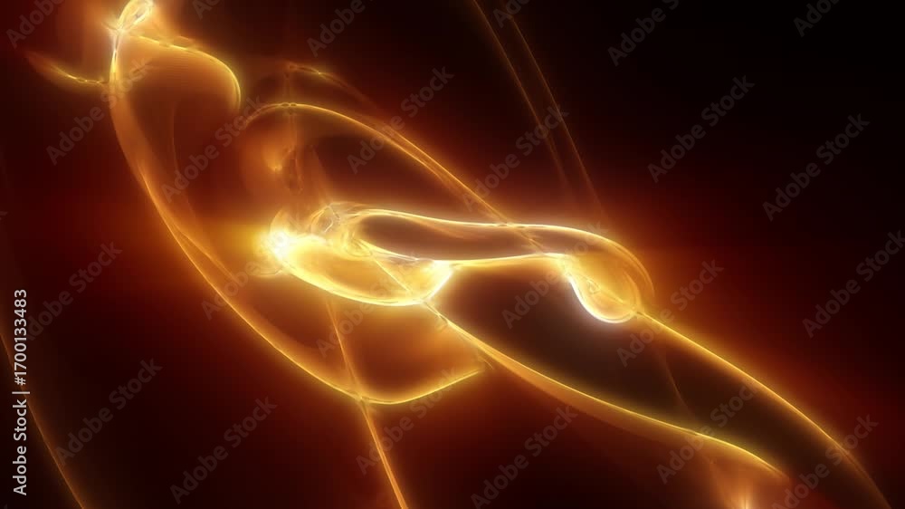 Aufkleber fluid golden abstract form with soft glow and smooth curves on a dark background