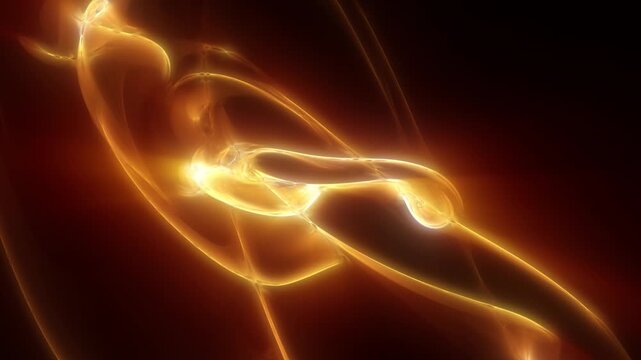 Fluid golden abstract form with soft glow and smooth curves on a dark background