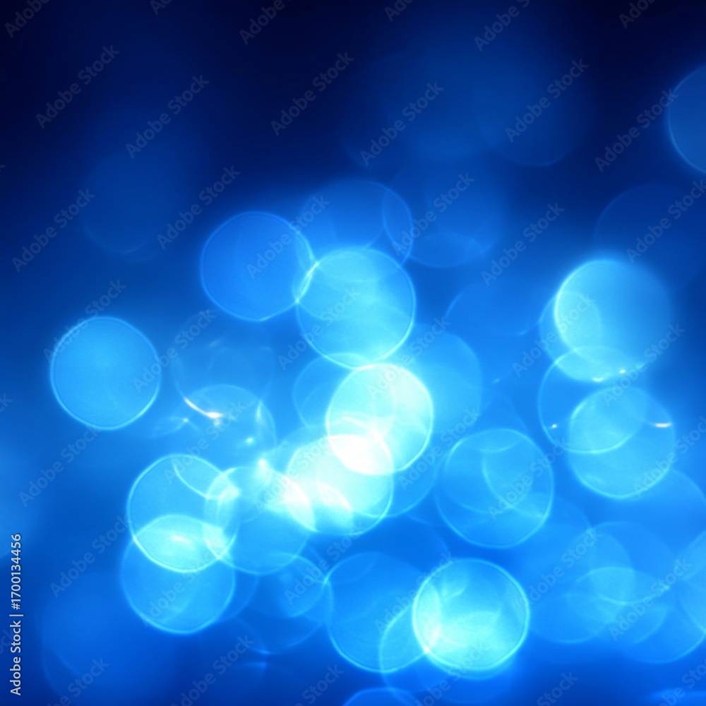 Poster abstract shimmering sky-blue bokeh lights background with luminous soft circles and glow effect