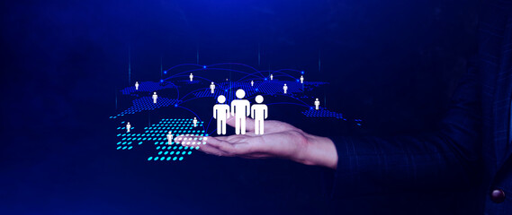 HR concept. Recruitment management, Relationship Management, global structure Human Resources HR...