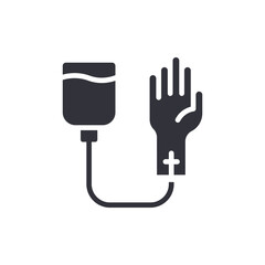 Medical Treatment Concept Featuring Intravenous Drip Connected To A Hand Symbol