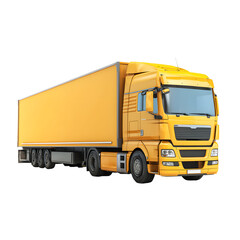 Yellow semi truck isolated