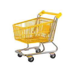 Yellow shopping cart on black background