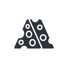 Stylized Cheese Wedge Illustration Featuring Circular Holes In Abstract Triangular Form