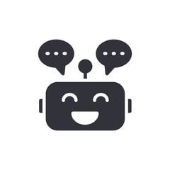 Friendly Robotic Companion Displaying Communication Bubbles and Positive Expression