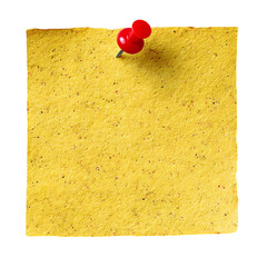 Yellow sticky note with red pushpin