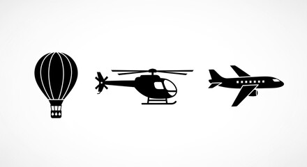 Transportation icons silhouette illustration