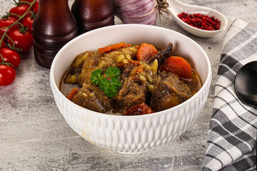 Gourmet Oxtail beef soup with vegetables