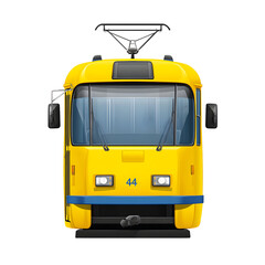 Yellow tram front view illustration