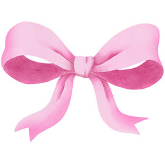 Watercolor PNG illustration of soft pink bow with romantic and elegant style