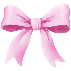 Watercolor PNG illustration of soft pink bow with romantic and elegant style