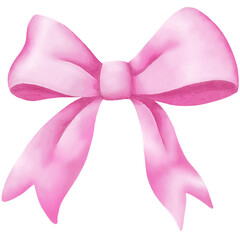 Watercolor PNG illustration of soft pink bow with romantic and elegant style