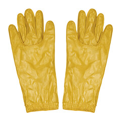 Yellow work gloves isolated on black background