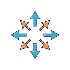 Fototapeta premium Multiple arrows radiating outward from center