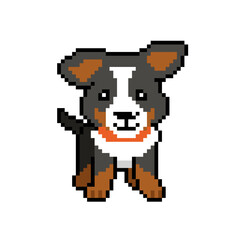 Pixel art cute dog vector in retro style