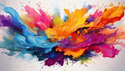 Fototapeta premium abstract colorful paint splash explosion white background