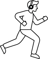 minimalist outline of a man jogging with headphone.