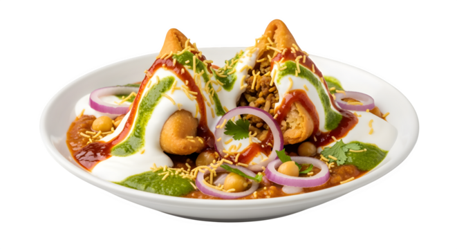 A vibrant and appetizing Indian street food dish, packed with flavor and texture.