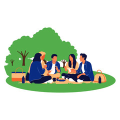 Group of Friends Enjoying a Picnic Together