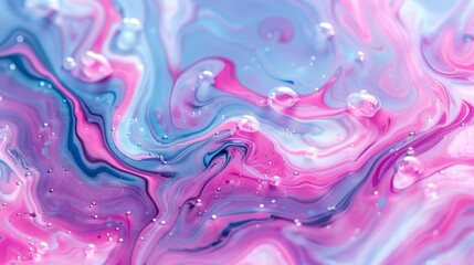 Fototapeta premium Vibrant macro photography of colorful liquid swirls and iridescent soap bubble reflections