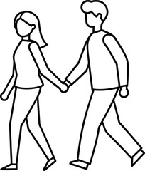 outline of a couple walking hand in hand.
